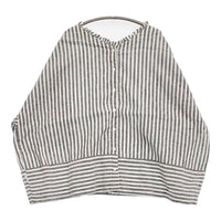 nest Robe UpcycleLino ストライププチフリル2wayシャツ 定価24200円 ブラウス 24SS ホワイト ブラック レディース ネストローブ【中古】5-0926S♪