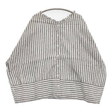 nest Robe UpcycleLino ストライププチフリル2wayシャツ 定価24200円 ブラウス 24SS ホワイト ブラック レディース ネストローブ【中古】5-0926S♪