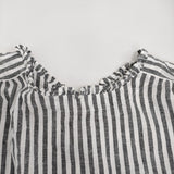 nest Robe UpcycleLino ストライププチフリル2wayシャツ 定価24200円 ブラウス 24SS ホワイト ブラック レディース ネストローブ【中古】5-0926S♪