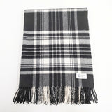 JOHNSTONS OF ELGIN チェック カシミヤ 大判 マフラー ストール ブラック ホワイト レディース ジョンストンズオブ エルガン【中古】5-1014T◎