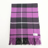 JOHNSTONS OF ELGIN チェック カシミヤ 大判 マフラー ストール パープル ブラック レディース ジョンストンズオブ エルガン【中古】5-1014T◎