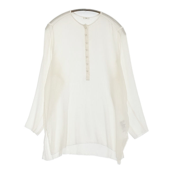 IENA ヨウリュウシフォンヘンリートップス 定価16500円 楊柳 シアー ブラウス シャツ 25SS ホワイト レディース イエナ【中古】5-0926M♪