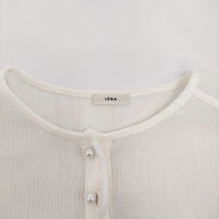 IENA ヨウリュウシフォンヘンリートップス 定価16500円 楊柳 シアー ブラウス シャツ 25SS ホワイト レディース イエナ【中古】5-0926M♪