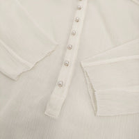 IENA ヨウリュウシフォンヘンリートップス 定価16500円 楊柳 シアー ブラウス シャツ 25SS ホワイト レディース イエナ【中古】5-0926M♪