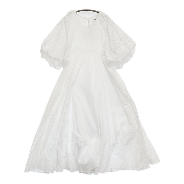AAYUSHI パフスリーブエンブロイダリーフレアワンピース 定価31400円 ベイクルーズ購入 25SS ホワイト レディース アユーシ【中古】5-0930S♪