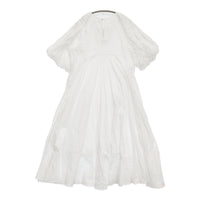 AAYUSHI パフスリーブエンブロイダリーフレアワンピース 定価31400円 ベイクルーズ購入 25SS ホワイト レディース アユーシ【中古】5-0930S♪