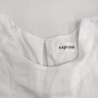 AAYUSHI パフスリーブエンブロイダリーフレアワンピース 定価31400円 ベイクルーズ購入 25SS ホワイト レディース アユーシ【中古】5-0930S♪