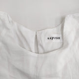 AAYUSHI パフスリーブエンブロイダリーフレアワンピース 定価31400円 ベイクルーズ購入 25SS ホワイト レディース アユーシ【中古】5-0930S♪