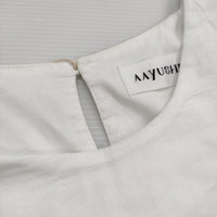 AAYUSHI パフスリーブエンブロイダリーフレアワンピース 定価31400円 ベイクルーズ購入 25SS ホワイト レディース アユーシ【中古】5-0930S♪