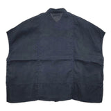 fog linen work リトアニア製 リネン ワイド ノースリーブ 比翼ボタン ブラウス シャツ ネイビー レディース フォグリネンワーク【中古】6-0425S∞
