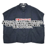 fog linen work リトアニア製 リネン ワイド ノースリーブ 比翼ボタン ブラウス シャツ ネイビー レディース フォグリネンワーク【中古】6-0425S∞