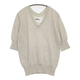 MHL. 595-8262502 ウールコットン イタリア製 Vネック セーター ニット グレージュ レディース エムエイチエル【中古】6-0205M∞