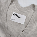 MHL. 595-8262502 ウールコットン イタリア製 Vネック セーター ニット グレージュ レディース エムエイチエル【中古】6-0205M∞