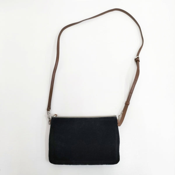 MARGARET HOWELL 2way ベロア ショルダーバッグ ブラック ブラウン レディース マーガレットハウエル【中古】5-1014T◎