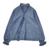 45R/45rpm ダンガリーカットワークのカシュクールブラウス 定価39600円 長袖シャツ ブルー レディース フォーティーファイブアールピーエム【中古】5-1218M∞