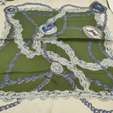 45R/45rpm シルク バンダナ スカーフ グリーン ベージュ レディース フォーティーファイブアールピーエム【中古】5-1130G∞