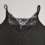 gasa grue 未使用 レース付 ノースリーブトップス キャミソール ブラック レディース ガサグルー【中古】5-1220S∞