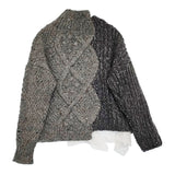 gasa 戯れ レース付きアシンメトリーセーター 定価110000円 13233-12109 ケーブル セーター ニット 23AW グレー レディース ガサ【中古】5-0930T♪