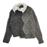gasa 戯れ レース付きアシンメトリーセーター 定価110000円 13233-12109 ケーブル セーター ニット 23AW グレー レディース ガサ【中古】5-0930T♪