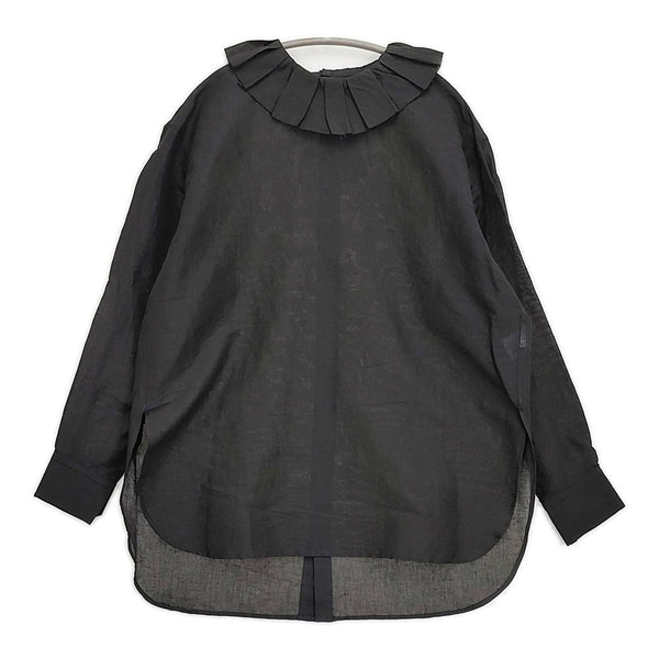 R&D.M.Co- 新品 コットンリネン フリルカラー 定価53900円 ブラウス シャツ ブラック レディース オールドマンズテーラー【中古】5-0930M♪