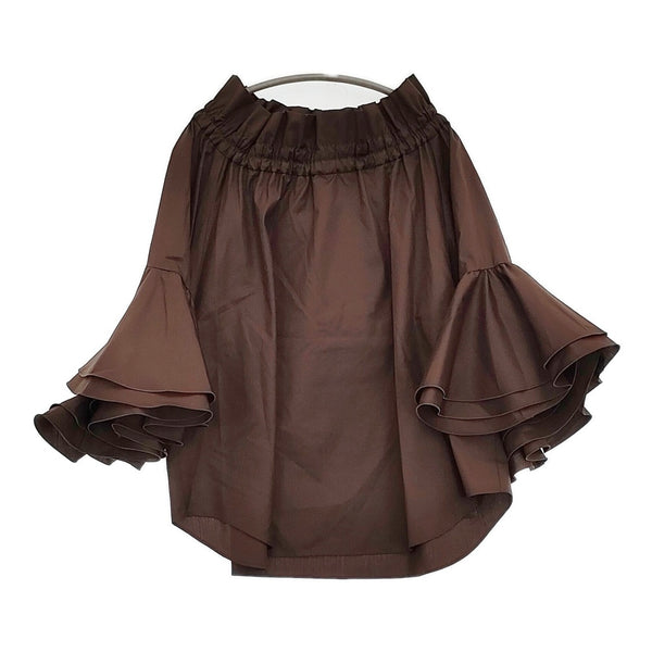 Audie a Muses ラッフルスリーブブラウス 定価25300円 83034510 ブラウス シャツ 25AW ブラウン レディース オーディアミューズ【中古】5-0930M♪
