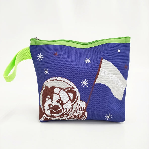 AS KNOW AS 宇宙ベアロイド ノベルティ ポーチ ポーチ ネイビー ライトグリーン レディース アズノウアズ【中古】5-0930G♪