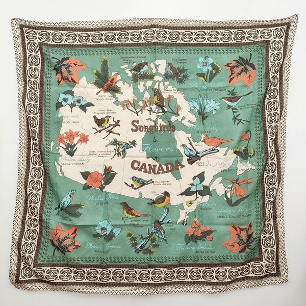BINDU CANADA インド製 スカーフ グリーン ベージュ レディース ビンドゥ【中古】5-0930G♪