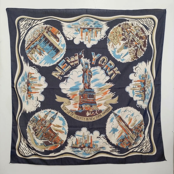 BINDU NEW YORK インド製 スカーフ ネイビー レディース ビンドゥ【中古】5-0930G♪