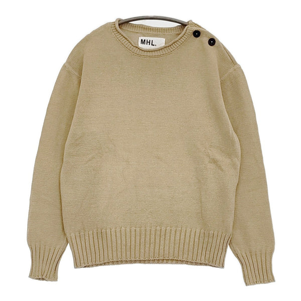 MHL. CONTRAST COTTON LINEN 2 595-5163501 定価24970円 肩ボタン セーター ニット 25SS ベージュ レディース エムエイチエル【中古】5-0930M♪