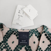 mina perhonen abs2379 tahti パイルジャカード 定88000円 40 ノーカラージャケット ピンク グリーン レディース ミナペルホネン【中古】5-0930M♪