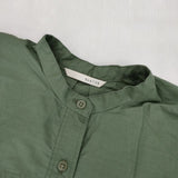 qualite ダンプバンドカラーシャツ 定価19800円 32440010019 コットンセルロース ブラウス シャツ グリーン レディース カリテ【中古】6-0201M∞