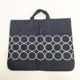 mina perhonen aaa7102p tambourine レッスンバッグ 刺繍 定価12100円 トートバッグ ネイビー ホワイト レディース ミナペルホネン【中古】5-1014T◎