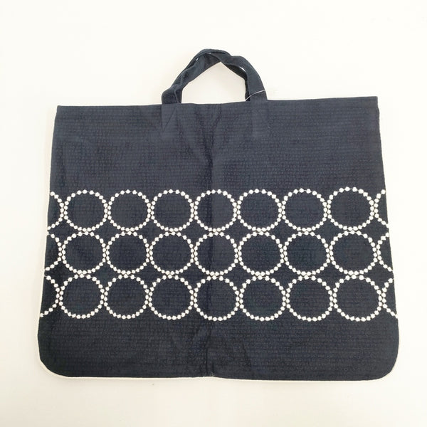 mina perhonen aaa7102p tambourine レッスンバッグ 刺繍 定価12100円 トートバッグ ネイビー ホワイト レディース ミナペルホネン【中古】5-1014T◎