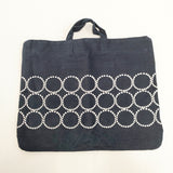 mina perhonen aaa7102p tambourine レッスンバッグ 刺繍 定価12100円 トートバッグ ネイビー ホワイト レディース ミナペルホネン【中古】5-1014T◎