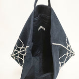 mina perhonen aaa7102p tambourine レッスンバッグ 刺繍 定価12100円 トートバッグ ネイビー ホワイト レディース ミナペルホネン【中古】5-1014T◎