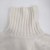 GALERIE VIE ファインウール ハイネックプルオーバー 定価30800円 タートル セーター ニット ホワイト レディース ギャルリーヴィー【中古】5-1026T♪