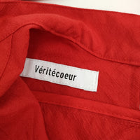 veritecoeur スキッパーブラウス 定価30800円 vc-2690 ウール ブラウス シャツ 25SS レッド レディース ヴェリテクール【中古】5-0930M♪