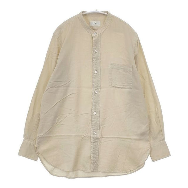 HERILL 21-050-HL-8010-3 コットン カシミア スタンドカラーシャツ 定価30800円 カシミヤ混 長袖シャツ ベージュ レディース ヘリル【中古】5-1106T∞