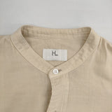 HERILL 21-050-HL-8010-3 コットン カシミア スタンドカラーシャツ 定価30800円 カシミヤ混 長袖シャツ ベージュ レディース ヘリル【中古】5-1106T∞