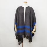 45R/45rpm 縮絨フロートニットのポンチョ 定価59400円 サイズ0 ポンチョ チャコールグレー ブルー レディース フォーティーファイブアールピーエム【中古】5-1030T◎