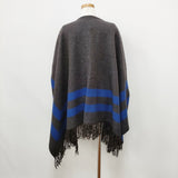 45R/45rpm 縮絨フロートニットのポンチョ 定価59400円 サイズ0 ポンチョ チャコールグレー ブルー レディース フォーティーファイブアールピーエム【中古】5-1030T◎