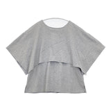 TUTIE コットン天竺ジャージフレアスリーブプルオーバー 定価12980円 バックボタン 半袖Ｔシャツ カットソー グレー レディース ツチエ【中古】6-0429S∞