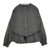 the last flower of the afternoon バックボタン コットンシルク ブラウス シャツ チャコールグレー レディース ラストフラワー【中古】6-0223M∞