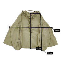 nest Robe UPCYCLELINO 近江晒しフラワーカラーブラウス 定価25300円 フリル ギャザー 24SS グリーン レディース ネストローブ【中古】5-0930M♪