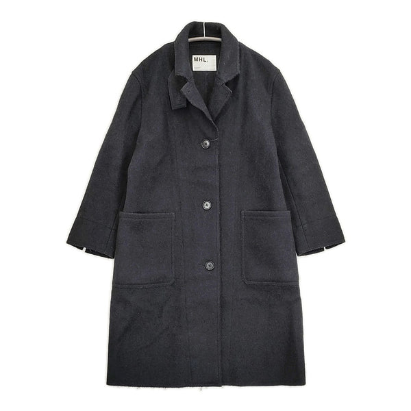 MHL. 595-8210506 HEAVY WOOL MELTON サイズ1 定価93500円 コート ネイビー レディース エムエイチエル【中古】5-1115A♪