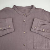 cinq symphonie 長袖 バンドカラ― ブラウス シャツ パープル レディース サンクサンフォニー【中古】5-1224M∞