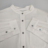 cinq symphonie 長袖 バンドカラ― ブラウス シャツ オフホワイト レディース サンクサンフォニー【中古】5-1224M∞