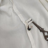 cinq symphonie 長袖 バンドカラ― ブラウス シャツ オフホワイト レディース サンクサンフォニー【中古】5-1224M∞