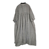 cinq symphonie 千鳥格子 バンドカラー 五分袖 ワンピース ブラック ホワイト レディース サンクサンフォニー【中古】5-1224M∞