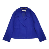 saqui blue spring jacket 定価65000円 サイズ38 スナップボタン テーラードジャケット ブルー レディース サキ【中古】5-1001M♪